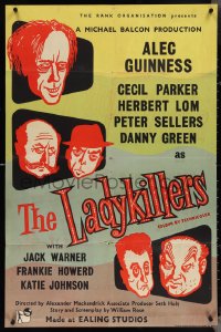 4b1001 LADYKILLERS English 1sh 1955 great Mount art of Alec Guinness, Peter Sellers & gangsters!