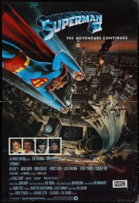 4b1168 SUPERMAN II English 1sh 1981 Christopher Reeve, Terence Stamp, great Goozee art over NYC!