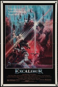 4b0915 EXCALIBUR 1sh 1981 John Boorman, cool medieval fantasy sword artwork by Bob Peak!