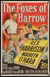 4b0934 FOXES OF HARROW 1sh 1947 Fox stone litho art of Rex Harrison & Maureen O'Hara!