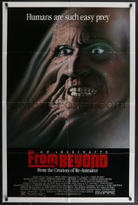 4b0936 FROM BEYOND 1sh 1986 H.P. Lovecraft, wild sci-fi horror image, humans are such easy prey!