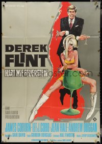 4b0213 IN LIKE FLINT German 33x47 1967 art of secret agent James Coburn & sexy Jean Hale by Rutters!