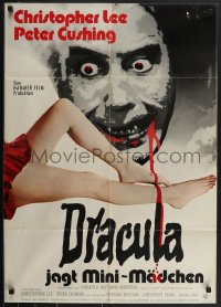 4b0301 DRACULA A.D. 1972 German 1972 Hammer, cool artwork of vampire Christopher Lee!