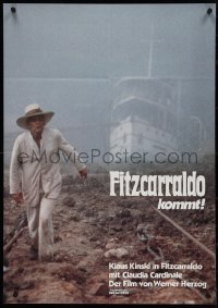 4b0302 FITZCARRALDO teaser German 1982 great image of Klaus Kinski & boat, Werner Herzog directed!