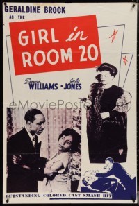 4b0946 GIRL IN ROOM 20 1sh 1946 Geraldine Brock, Spencer Williams, colored smash hit, ultra rare!