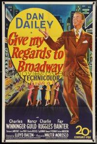 4b0947 GIVE MY REGARDS TO BROADWAY 1sh 1948 art of Dan Dailey singing & dancing in New York!