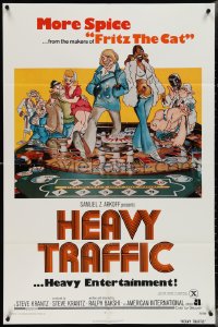 4b0965 HEAVY TRAFFIC 1sh 1973 Ralph Bakshi adult cartoon, Adams, great gambling artwork!