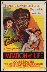 4b0980 IMITATION OF LIFE 1sh R1949 Claudette Colbert, Beavers, & Fredi Washington, ultra rare!