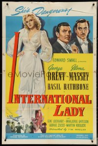 4b0983 INTERNATIONAL LADY 1sh 1941 George Brent, Basil Rathbone, sexy Ilona Massey is dangerous!