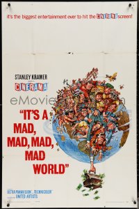 4b0987 IT'S A MAD, MAD, MAD, MAD WORLD Cinerama pictorial 1sh 1964 cast on Earth art by Jack Davis!