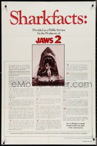 4b0989 JAWS 2 1sh 1978 art of giant shark attacking girl on water by Feck + cool shark facts!