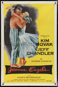 4b0993 JEANNE EAGELS 1sh 1957 best romantic artwork of Kim Novak & Jeff Chandler kissing!