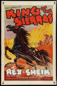 4b0999 KING OF THE SIERRAS 1sh 1938 art of Rex King of Wild Horses & Sheik The New Wonder Horse!