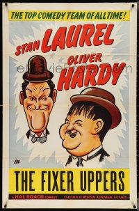 4b1004 LAUREL & HARDY 1sh 1940s the top comedy team of all time in The Fixer Uppers, great art!