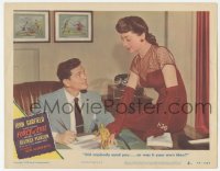 4b0553 FORCE OF EVIL LC #8 1948 John Garfield looks at sexy Marie Windsor sitting on his desk!