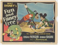 4b0555 FUN & FANCY FREE LC #4 1947 Mickey & Goofy try to help Donald on ground, Walt Disney cartoon!