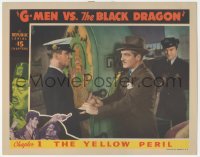 4b0556 G-MEN VS. THE BLACK DRAGON chapter 1 LC 1943 agent grabs man's knife, The Yellow Peril, color!