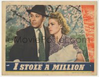 4b0578 I STOLE A MILLION LC 1939 great close up of George Raft & pretty Claire Trevor holding baby!