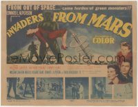 4b0457 INVADERS FROM MARS TC 1953 classic, art of hordes of green monsters from outer space!