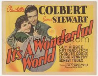 4b0458 IT'S A WONDERFUL WORLD TC 1939 close up of Jimmy Stewart & Claudette Colbert embracing!