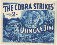 4b0462 JUNGLE JIM chapter 2 TC 1936 art of rampaging tigers & c/u leopard, serial, The Cobra Strikes!