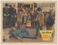 4b0586 KING OF THE PECOS LC 1936 Yakima Canutt & Tex Palmer w/ John Wayne holding gun on fallen man!