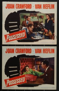 4b0795 POSSESSED 2 LCs 1947 great images of Joan Crawford with Van Johnson & Raymond Massey!