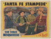 4b0641 SANTA FE STAMPEDE LC 1938 John Wayne, Crash Corrigan & Max Terhune turning over gun, rare!