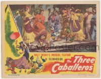 4b0669 THREE CABALLEROS LC 1944 Donald Duck, Panchito & Joe Carioca dancing w/ women, Disney, rare!