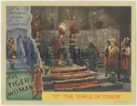 4b0672 TIGER WOMAN chapter 1 LC 1944 Stirling restrains Lane in The Temple of Terror, Republic serial!