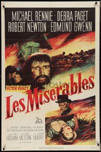 4b1007 LES MISERABLES 1sh 1952 Michael Rennie as Jean Valjean, Debra Paget, Victor Hugo!