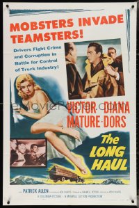 4b1015 LONG HAUL 1sh 1957 super sexy full-length Diana Dors, Victor Mature, truck drivers!