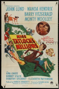 4b1034 MISS TATLOCK'S MILLIONS 1sh 1948 John Lund, Wanda Hendrix, great wacky artwork!