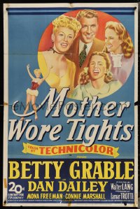 4b1044 MOTHER WORE TIGHTS 1sh 1947 artwork of Betty Grable, Dan Dailey, Mona Freeman!