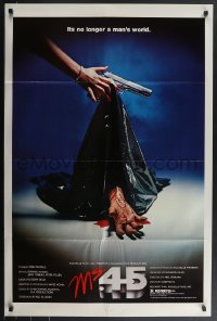 4b1049 MS. .45 1sh 1981 Abel Ferrara cult classic, cool body bag image and bloody hand!