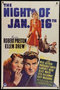 4b1068 NIGHT OF JANUARY 16th 1sh 1941 Robert Preston & pretty Ellen Drew, from Ayn Rand play!