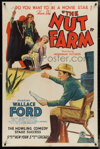 4b1071 NUT FARM 1sh 1935 Wallace Ford directs terrible movie, Valentino Sheik-like art, ultra rare!