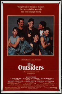 4b1077 OUTSIDERS 1sh 1982 Coppola, S.E. Hinton, Howell, Dillon, image of top cast