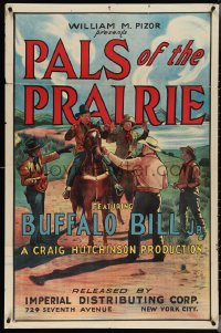 4b1078 PALS OF THE PRAIRIE 1sh 1934 Buffalo Bill Jr. on horse surrounded by bad guys, ultra rare!