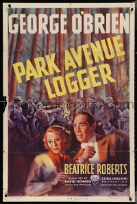 4b1080 PARK AVENUE LOGGER 1sh 1937 art of professional wrestler George O'Brien fighting!