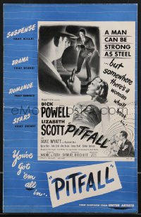 4b0154 PITFALL pressbook 1948 Dick Powell is as strong as steel but Lizabeth Scott will break him!