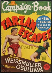 4b0160 TARZAN ESCAPES pressbook cover 1936 Weissmuller & O'Sullivan, full color window card image!