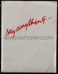 4b0275 SAY ANYTHING presskit w/ 6 stills 1989 John Cusack, Ione Skye, Cameron Crowe, very rare!