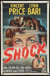 4b1133 SHOCK 1sh 1945 cool art of Vincent Price & pretty Lynn Bari & Anabel Shaw!