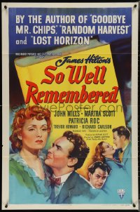 4b1146 SO WELL REMEMBERED 1sh 1947 from the James Hilton novel, John Mills & Martha Scott!