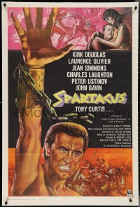 4b1149 SPARTACUS 1sh R1968 classic Stanley Kubrick & Kirk Douglas epic, different montage!