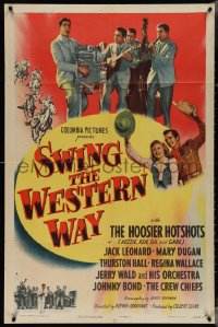 4b1173 SWING THE WESTERN WAY 1sh 1947 cowboy Jack Leonard w/The Hoosier Hotshots, ultra rare!