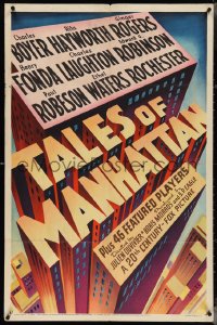 4b1177 TALES OF MANHATTAN 1sh 1942 cool deco title treatment art, all-star cast!