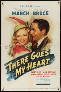 4b1184 THERE GOES MY HEART 1sh 1938 romantic Fredric March & Virginia Bruce w/ feather, ultra rare!