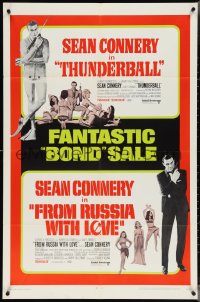 4b1192 THUNDERBALL/FROM RUSSIA WITH LOVE 1sh 1968 Bond sale of two of Sean Connery's best 007 roles!